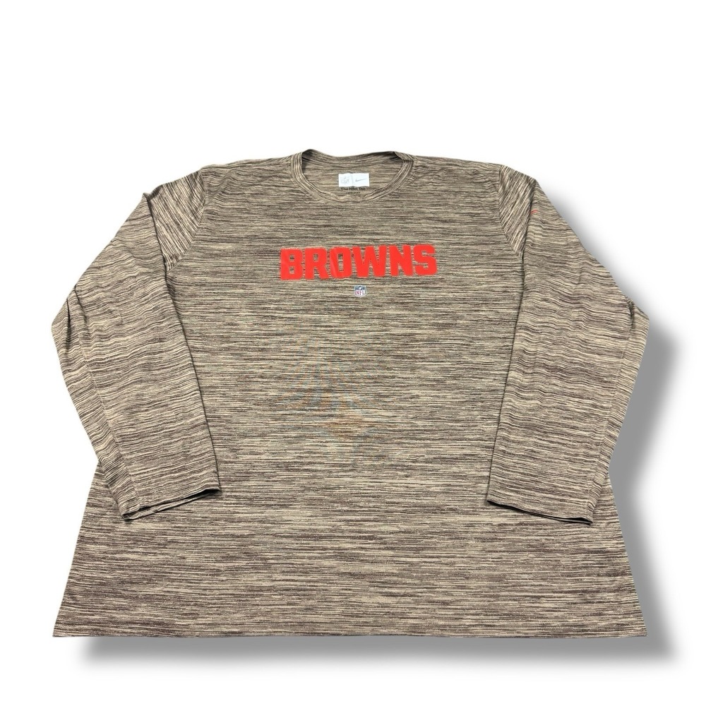 Nike NFL Cleveland Browns Velocity Long Sleeve Dri-Fit Shirt Mens Sz 3XL EUC